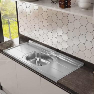 Imagem de Pia de Cozinha 160cmx53cm Concretada e Escorredor Plus 30 e Válvula Inox 3.1/2 Pino