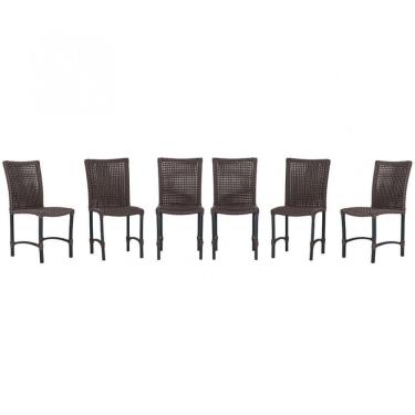 Imagem de 6 Cadeiras Cannes Corda Náutica Alumínio Cozinha Jantar Marrom