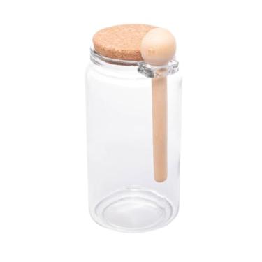 Imagem de LYOR - Porta Mantimento Redondo de Vidro com Tampa de Rolha e Colher de Bambu 1L