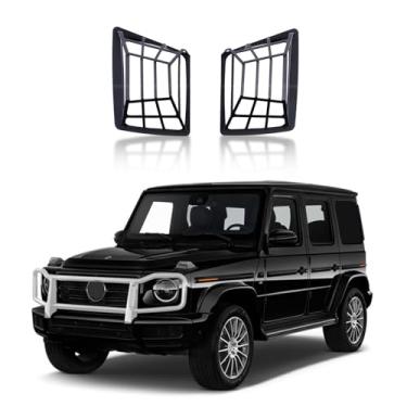 Imagem de HIRUFAIT 2 peças de proteção de luzes de seta dianteiras compatíveis com Benz G-Class W463 G350 G500 G550 G55 G63 2019-2024, acessórios de capa de malha de lâmpadas de marcação frontal aço carbono