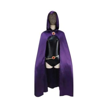 Imagem de Fantasia Cosplay Raven Teen Titans - Capa Roxa com Capuz e Body, BR-G,