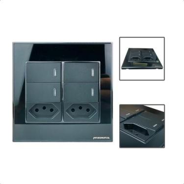 Imagem de Interruptor Inteligente Zigbee 4 Botões Tomadas 4X4 - Preto - Nova dig