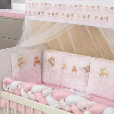 Imagem de Kit Mini Berço com 12 peças Saia de Berço Bebê Menina Bailarina - Cari