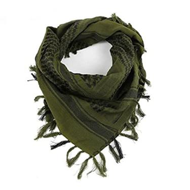 Imagem de Cachecol árabe de deserto, lenço de cabeça, pescoço, borlas, unissex, à prova de vento, xale para uso ao ar livre, verde