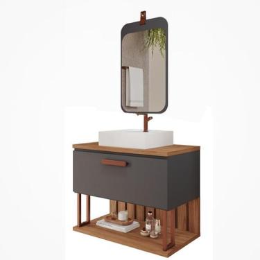 Imagem de Gabinete de Banheiro Duna 80 com Espelho Monet Titanium/Freijo - MGM