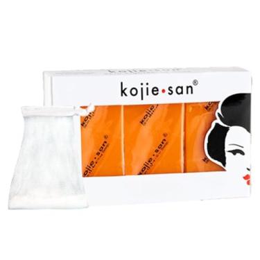Imagem de Kojie San Sabonete Original De Ácido Kójico Que Reduz Manchas Escuras, Hiperpigmentação E Cicatrizes Com Rede De Sabão Esfoliante Incluída - 65G X 3 Barras