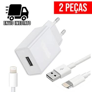 Imagem de Kit 2 Carregador Celular Rapido Tipo IP USB com Cabo Super Rapido 2.4A