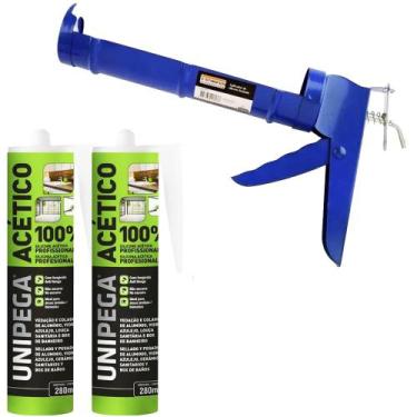 Imagem de Kit Aplicador de Silicone com 2 Silicone Adesivo Acético Incolor Profi