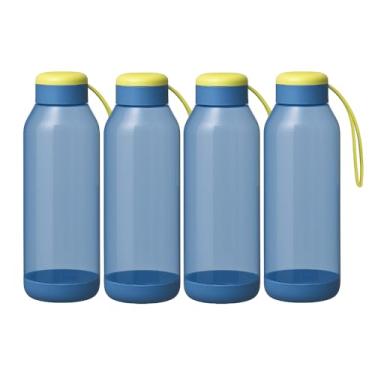Imagem de Kit 4 Garrafinhas Squeeze De Água Esporte Ultra 1 Litro Esporte Treino Escola Viagens (Azul)