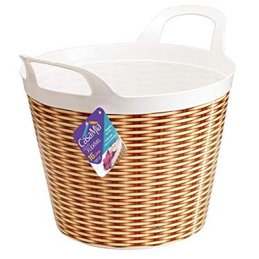 Imagem de Cesto Flexível Estampa Vime 16 Litros, 100012, CasaMia, Bege, 1 unidade