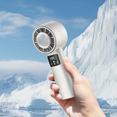 Imagem de SWOXINGO Ventilador portátil portátil, 3000 mAh, recarregável, 199 velocidades, grande LED, mini ventilador de resfriamento manual, uma chave para gelo, perfeito para viagens de acampamento (corpo