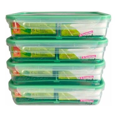 Imagem de Kit 4 Pote Plástico Com Travas Divisória 1,6l Freshy Sanremo