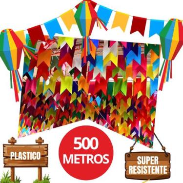 Imagem de 500 Metros Bandeirinha Festa Junina Plástico Resistente Área Externa/i