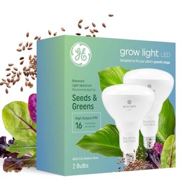 Imagem de Lâmpada de LED GE Grow para plantas, para sementes e verdes, espectro de luz equilibrado, lâmpada de holofote interna (pacote com 2)