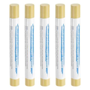 Imagem de HARFINGTON 5 peças de bastões de enchimento de madeira, cera de madeira, retoque de móveis, gizes de cera de reparo para madeira, amarelo bordo