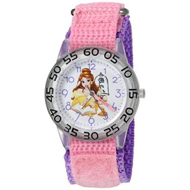 Imagem de Disney Relógio Feminino 'Belle' Quartzo Plástico e Nylon, Cor: Rosa (Modelo: W002926)