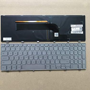 Imagem de Sierra Blackmon Teclado para laptop US Layout para Dell Inspiron 15-7000 série 7537 moldura prata com luz de fundo NSK-LG0BW 9Z.NAUBW.01D