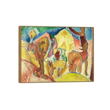 Imagem de Pintura famosa decoração de parede - imagens para sala de estar - colheitadeiras - pôster em tela de moldura de madeira e impressões 80 x 105 cm 31 x 41 pol