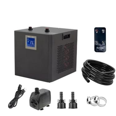 Imagem de YAKUST Resfriador de aquário de 132 galões, display LED, resfriador aquático ativo de 1/2 HP para Axolotl, resfriador de água com bomba, bocais e argolas, ideal para camarão de recife de coral