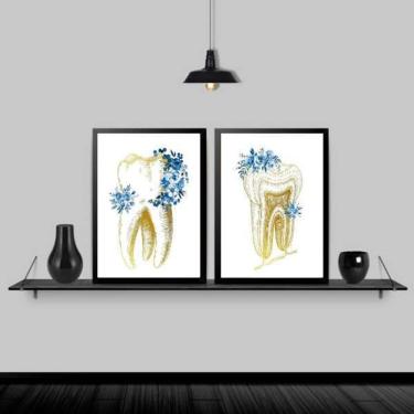 Imagem de Quadro Elefante Indiano Rosa Com Flores 45X34Cm - Preta