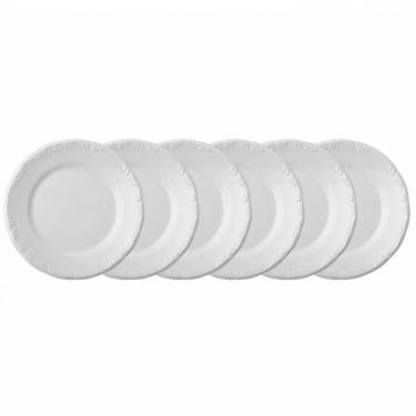 Imagem de Conjunto Com 6 Pratos Rasos Schmidt Pomerode Em Porcelana 26 Cm Branco Branco