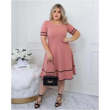 Imagem de Vestido Evangélico Feminino Midi Godê Festa Igreja Barato Oferta Ataca