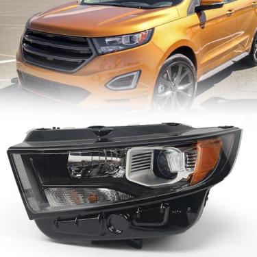 Imagem de KACHIR Conjunto de farol de halogênio para Ford Edge 2015-2018 preto farol dianteiro esquerdo lado do motorista LH