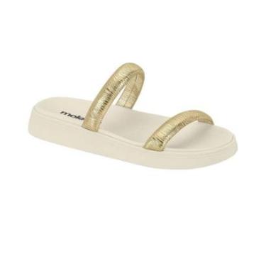 Imagem de Sandália Papete Com Tiras Douradas Moleca Branco-Feminino