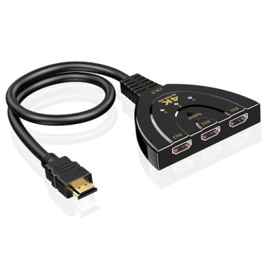 Imagem de Alanph Comutador Hdmi De 3 Portas Com Cabo, Divisor 4K Entrada E 1 Saída, Compatível Reprodutor 3D Full Hd 1080P, Hub Para Tv Stick, Ps4, Pc