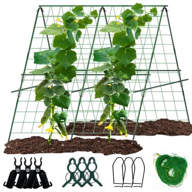 Imagem de CEDOCSH Treliça De Pepino Para Canteiro Elevado, 119 Cm Altura X Largura, Treliças Jardim Áreas Externas, Metal, Suprimentos Jardinagem, Suporte Planta Em Forma A Pepino, Flor, Tomate, Uva