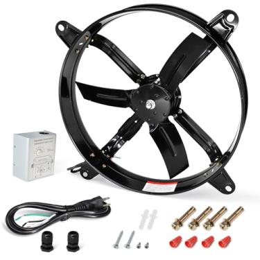 Imagem de Criditpid Ventilador De Sótão Com Ventilação 20" Para Montagem Em Frontão, Exaustor Termostato Ajustável Sótão, Galpão, Estufa, Cozinha, Garagem 3127 Cfm, Preto