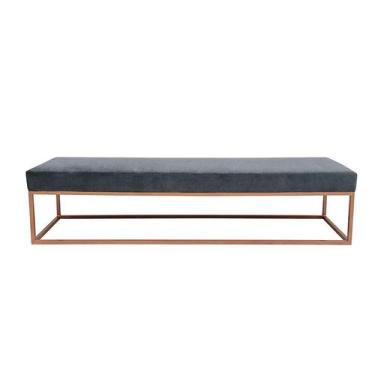 Imagem de Banco 2 Lugares Giulia Veludo Cinza e Dourado 100 cm - Mobly