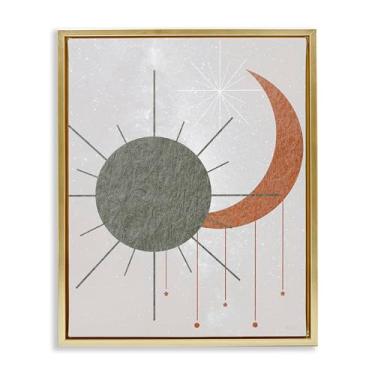 Imagem de Stupell Industries Sol e Lua em Estilo Minimal Moldura Dourada Tela Flutuante Arte de Parede Design por Daniela Santiago, 43 x 53 cm