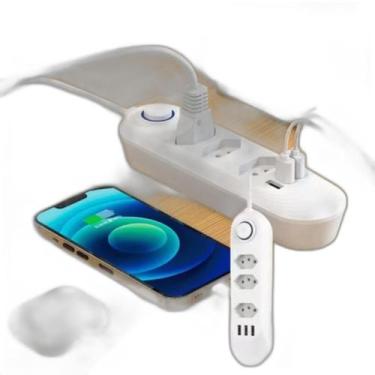 Imagem de Régua Elétrica 3 Tomadas Usb Bivolt Metálico Televisão - Zonne