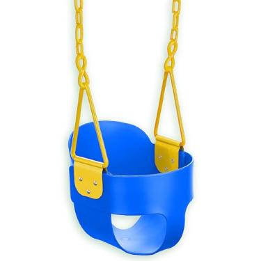Imagem de Balanço infantil de luxo com encosto alto e proteção exclusiva de corrente e triângulo - azul - Squirrel Products