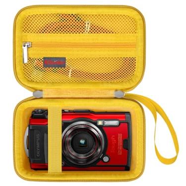 Imagem de Elonbo Estojo De Transporte Para Câmera Subaquática Om System Tough Tg-7/Câmera À Prova D'Água Olympus Tg-6, Capa Armazenamento Digital Vídeo 4K Com Wi-Fi Resistente Choque, Bolsa Viagem, Amarela