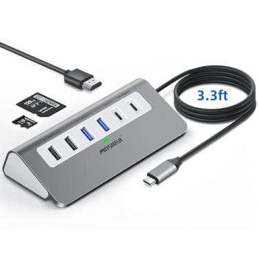 Imagem de Hub USB C, adaptador multiportas mosirui 9 em 1 USB C com HDMI 4K, tipo C 3.0 5 Gbps, USB A 3.0/2.0, PD 100W, leitor de cartão SD/TF, base USB C para MacBook Pro/Air, iPad, iMac, iPhone, Dell, HP e
