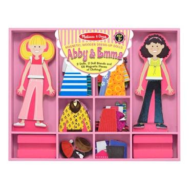 Imagem de Melissa & Doug Abby and Emma Deluxe Magnetic Wooden Dress-Up Dolls Play Set (55+ pcs)