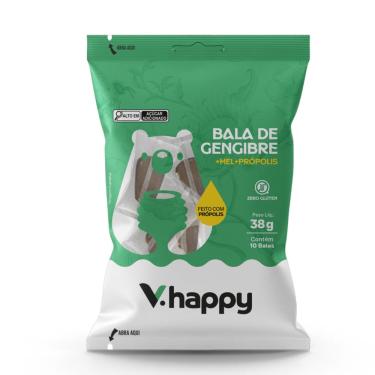 Imagem de Bala de Gengibre, Mel e Própolis V.happy 38g