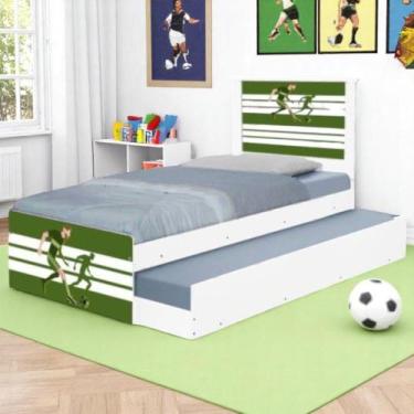 Imagem de Bicama Juvenil com Cabeceira Adesivada Futebol Jogador - Kids Mobili