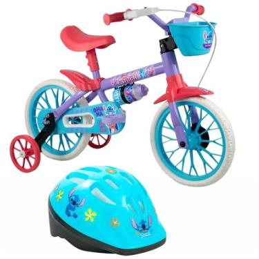 Imagem de Bicicleta Infantil Aro 12 e Capacete Infantil Stitch - Nathor- Nathor