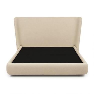 Imagem de Cama Japonesa com Cabeceira Corea Seo King Linho Bege - Sallar Home