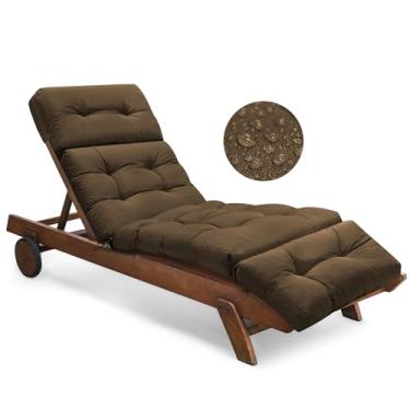 Imagem de Tycdiose Almofada para espreguiçadeira externa à prova d'água 74,4 x 22 x 4,7 polegadas de espuma de memória para móveis ao ar livre com laços, almofadas espessas para espreguiçadeira de piscina