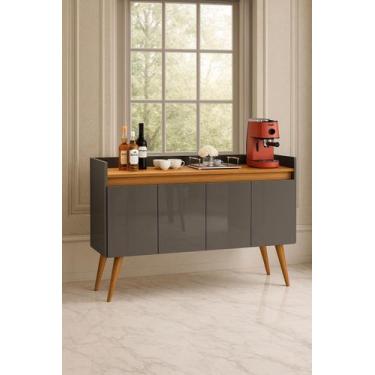 Imagem de Aparador Luxo 4 Portas cor Onix / Madeirado - Comprar Móveis em Casa