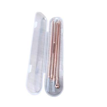 Imagem de Kit Extrator de Acne e Espinha Rose Gold Aromá  4 Peças c/ Estojo