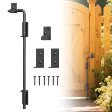 Imagem de URDOGSL Parafusos de bengala resistentes de 91 cm para portões com haste suspensa de hardware quadrada atualizada com acabamento preto para portões de cercas de vinil PVC de madeira, portas duplas - 1