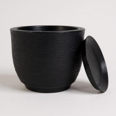 Imagem de vaso cone decorativo para plantas e flores 40x35 em polietileno jateado com prato coletor 30 litros (Preto)