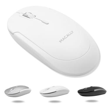 Imagem de Macally Mouse Bluetooth sem fio para Mac, MacBook Pro/Air, iPad e PC Clique silencioso e mouse sem fio confort vel Mouse sem fio compat vel com Apple sem fio Mouse branco para laptop Bluetooth