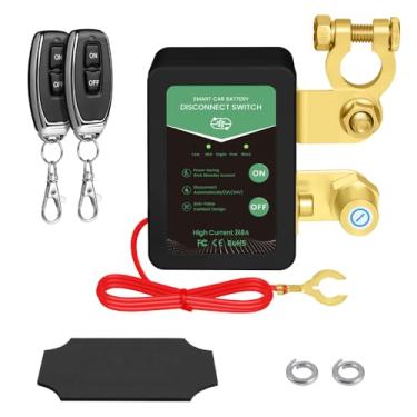 Imagem de Interruptor de desconexão de bateria remoto inteligente de 12V 240A - Interruptor anti-roubo preto para carro com monitoramento de tensão para veículos, caminhões, trailers, quadriciclos, barcos