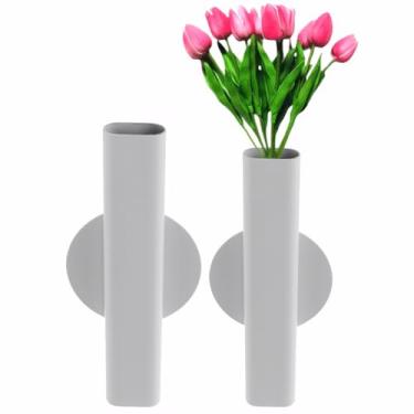 Imagem de Toddmomy 2 peças de tubo de parede, vasos de parede de metal, decoração de plantas, bolso para pendurar para flores e plantas, decoração de casa